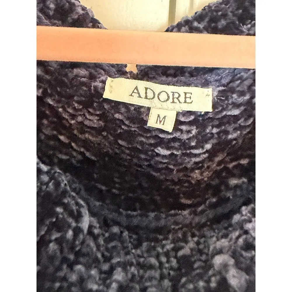 Adore Women's Medium Dark Blue Super Soft Cowl Neck Long Flutter Sleeve Sweater
